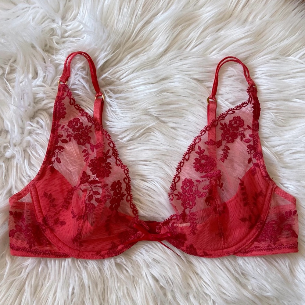 Y2k Victoria's Secret Floral Lace Push Up Without Padding Bra